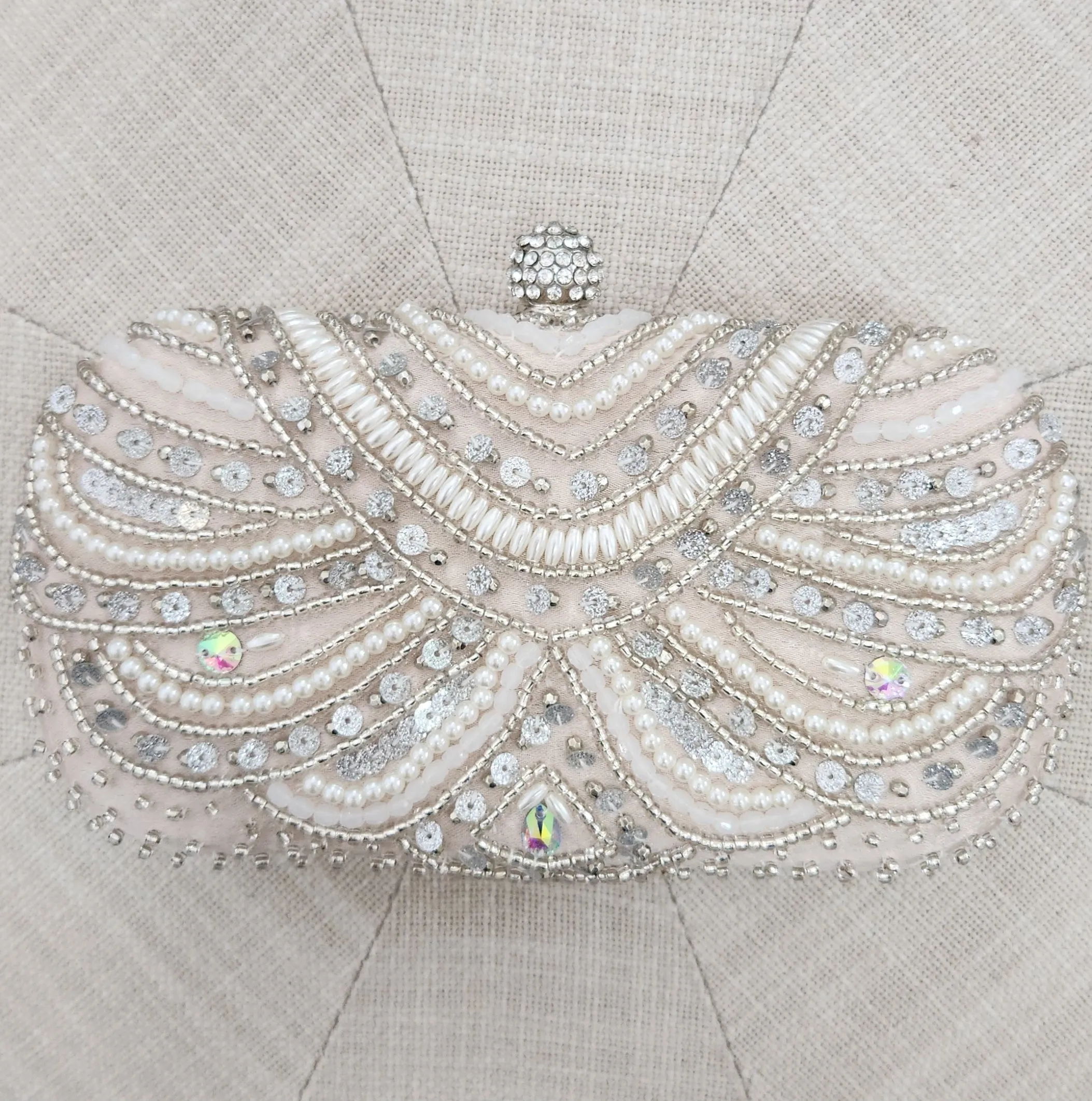 Anais - Champagne Beaded Clutch