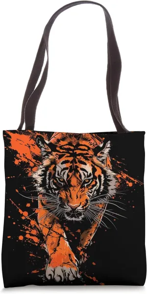 Angry Orange Tiger Prowl Tote Bag