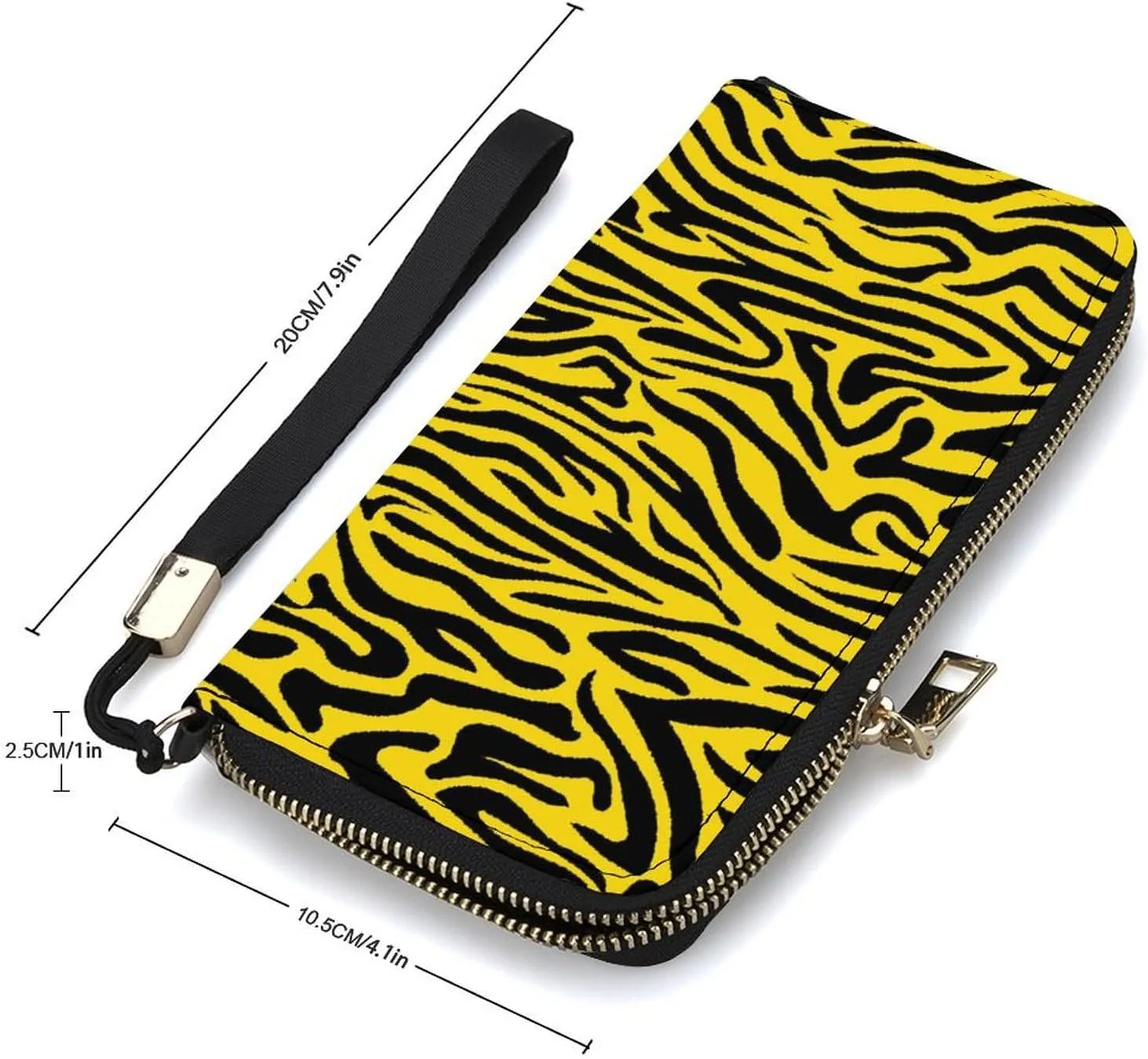 Animal Pattern Tiger Women's Leather Long Large Capacity Wallet Clutch Wallet with Hand Strap, 20x10.5cm, style-17