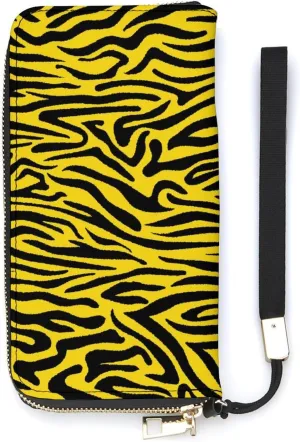 Animal Pattern Tiger Women's Leather Long Large Capacity Wallet Clutch Wallet with Hand Strap, 20x10.5cm, style-17