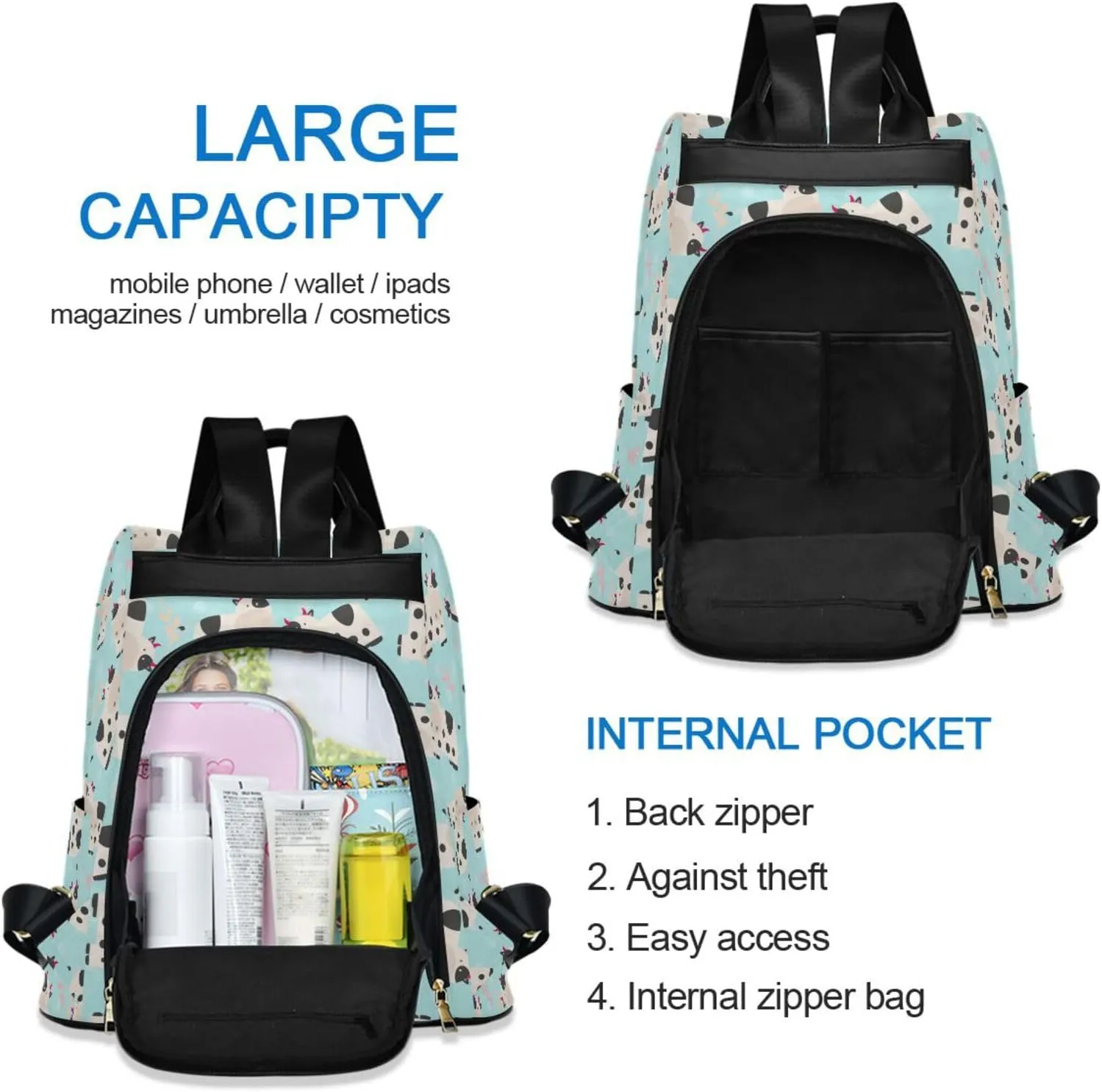 Animal Print Anti-theft Backpack Handbags for Women Travel Rucksack Lightweight Shoulder Bags 13.4 X 5.9 X 15in Pattern 10