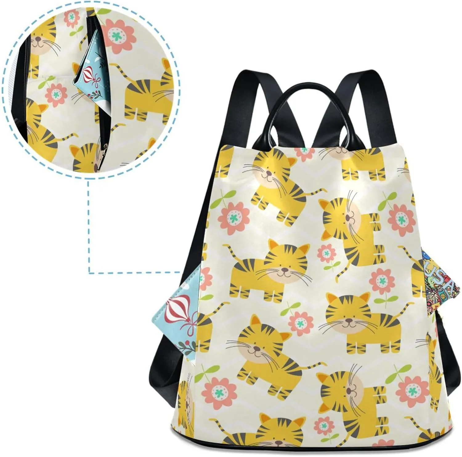 Animal Print Anti-theft Backpack Handbags for Women Travel Rucksack Lightweight Shoulder Bags 13.4 X 5.9 X 15in Pattern 9