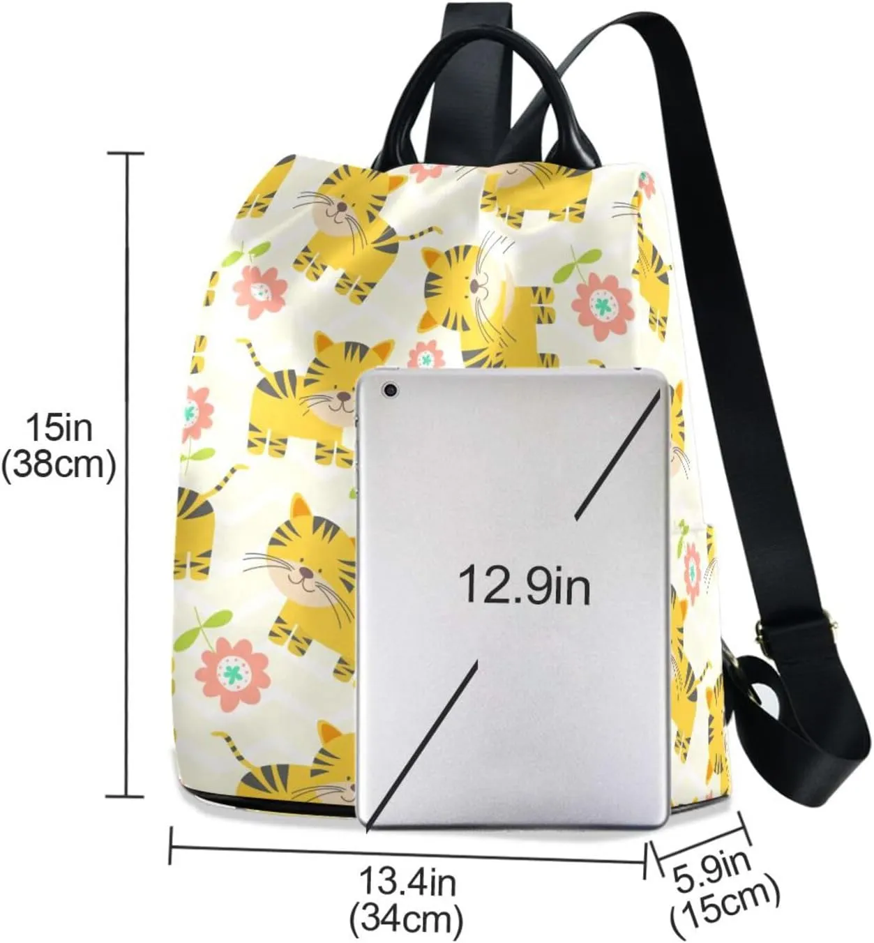 Animal Print Anti-theft Backpack Handbags for Women Travel Rucksack Lightweight Shoulder Bags 13.4 X 5.9 X 15in Pattern 9