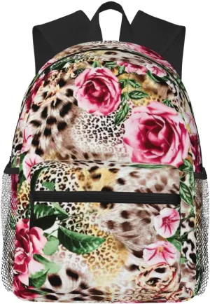 animal Tiger Leopard Print Rose Flower print Lightweight and comfortable backpack Casual Laptop Backpack for Travel Hiking
