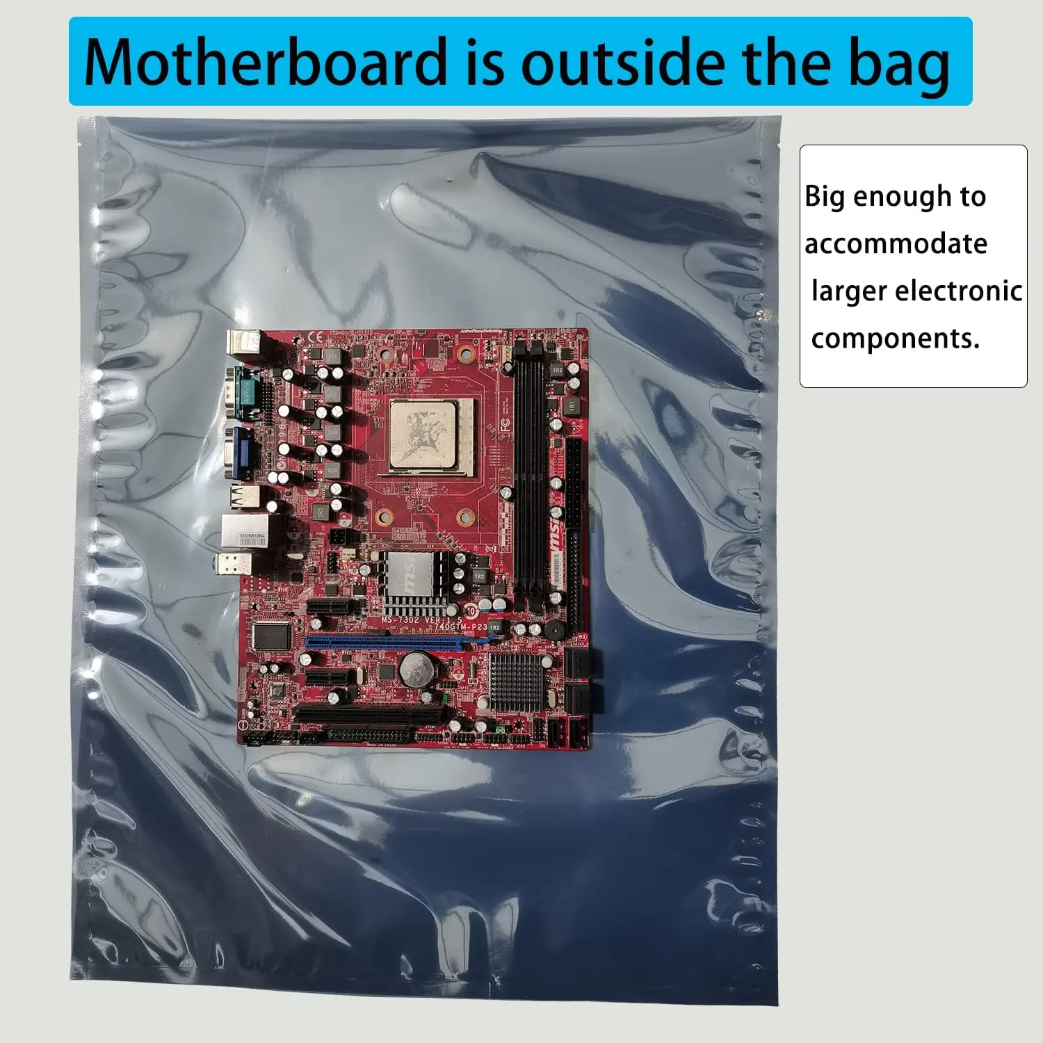 Anti Static Bags, 20pcs 16x20in Open Top Extra Large ESD Shielding Bags for Large Motherboard, GPU, Graphics Card and Electronic Devices