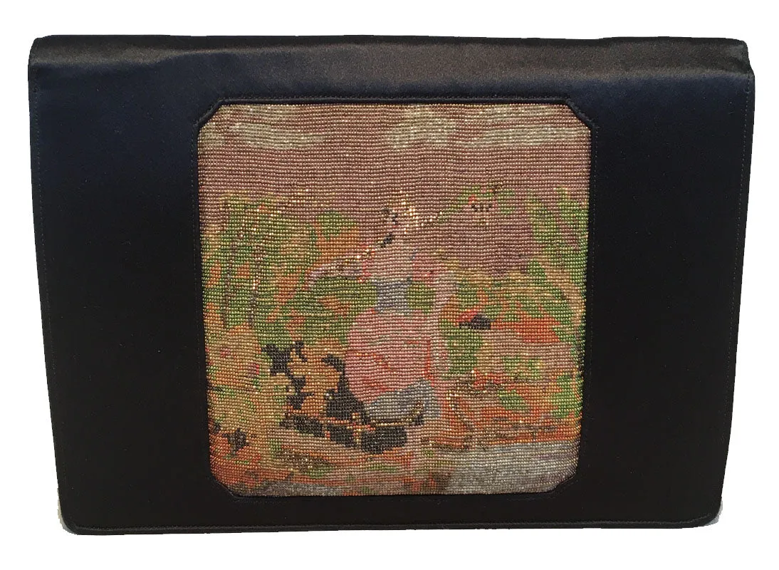 Anton Moritz Vintage Needlepoint Silk Clutch