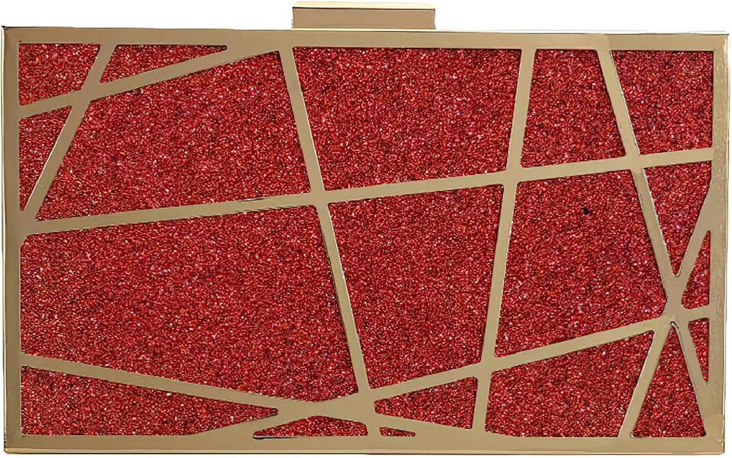 ANUFER Women's Sparkly Sequins Evening Clutch Bag Geometric Party Purse Bag with Two Chains