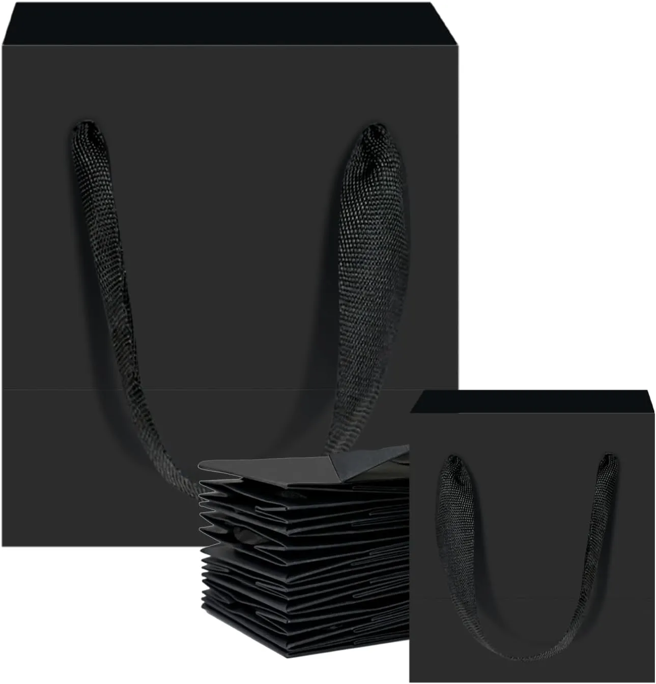 Aosric Black Gift Bags with Handles, 30 Pcs 4"x2.7"x4.5" Durable, Reusable, Foldable Small Cardstock Paper Bags for Party Favors, Christmas, Baby Shower, Birthday, Wedding, Shopping, and Retail Use