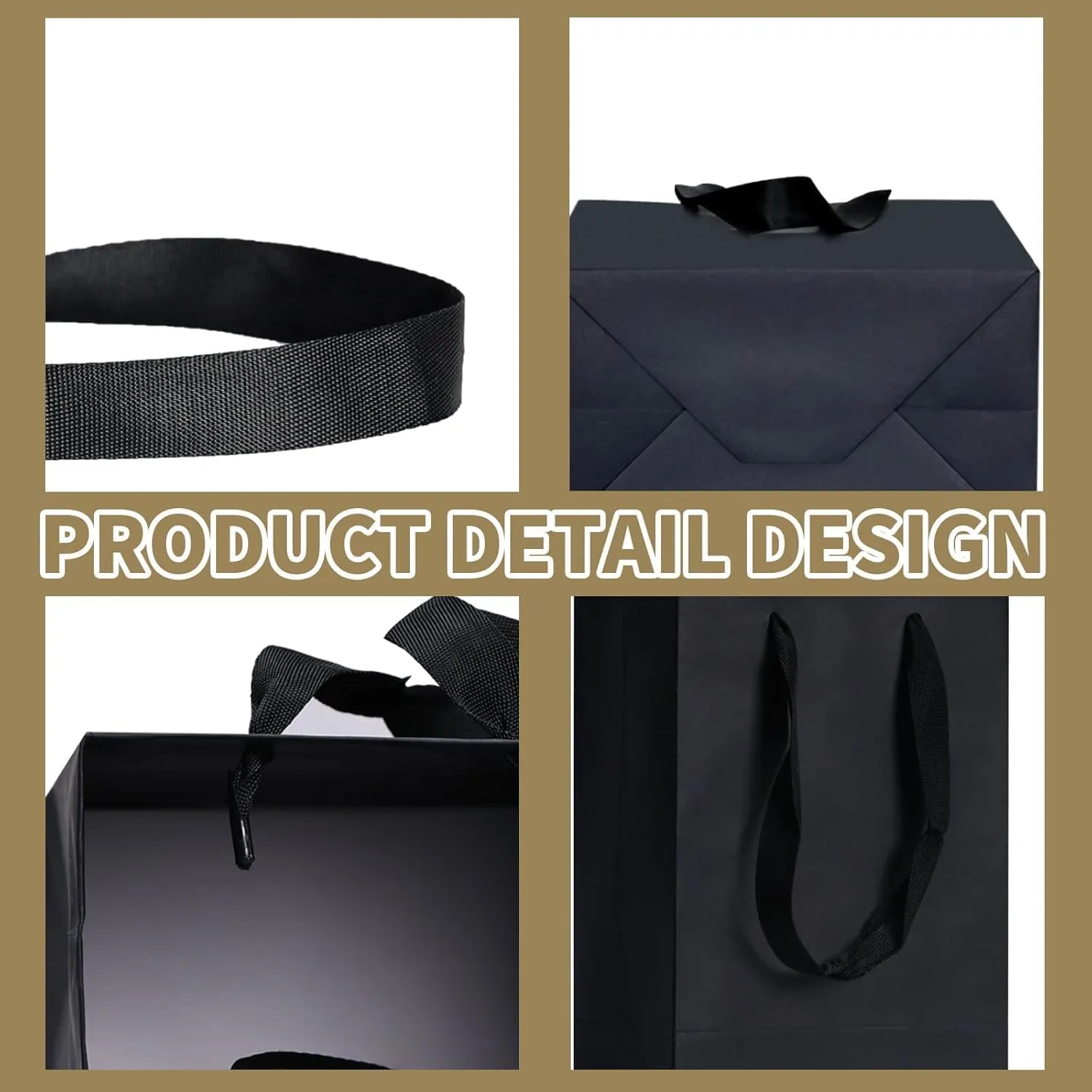 Aosric Black Gift Bags with Handles, 30 Pcs 4"x2.7"x4.5" Durable, Reusable, Foldable Small Cardstock Paper Bags for Party Favors, Christmas, Baby Shower, Birthday, Wedding, Shopping, and Retail Use
