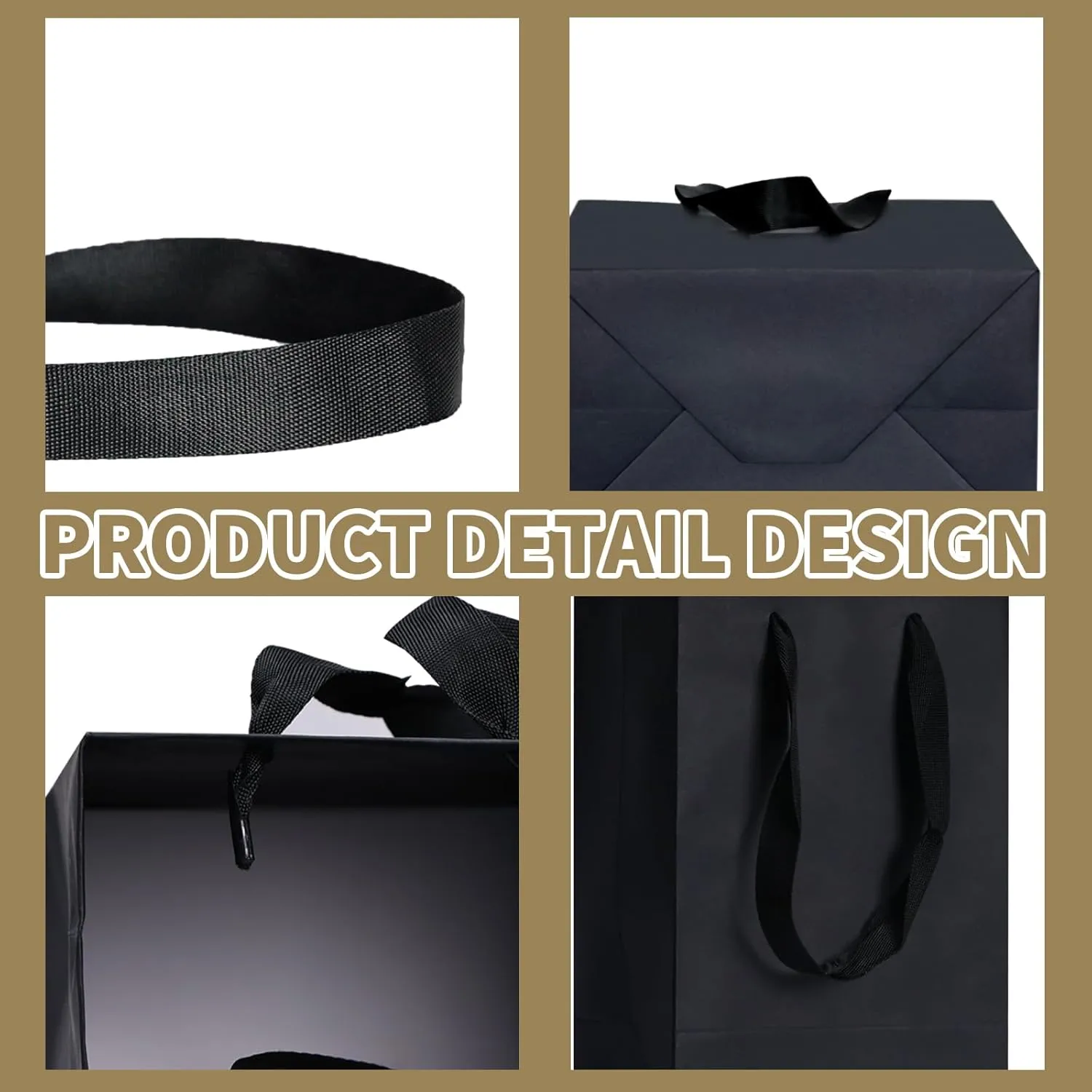 Aosric Black Gift Bags with Handles, 30 Pcs 4"x2.7"x4.5" Durable, Reusable, Foldable Small Cardstock Paper Bags for Party Favors, Christmas, Baby Shower, Birthday, Wedding, Shopping, and Retail Use