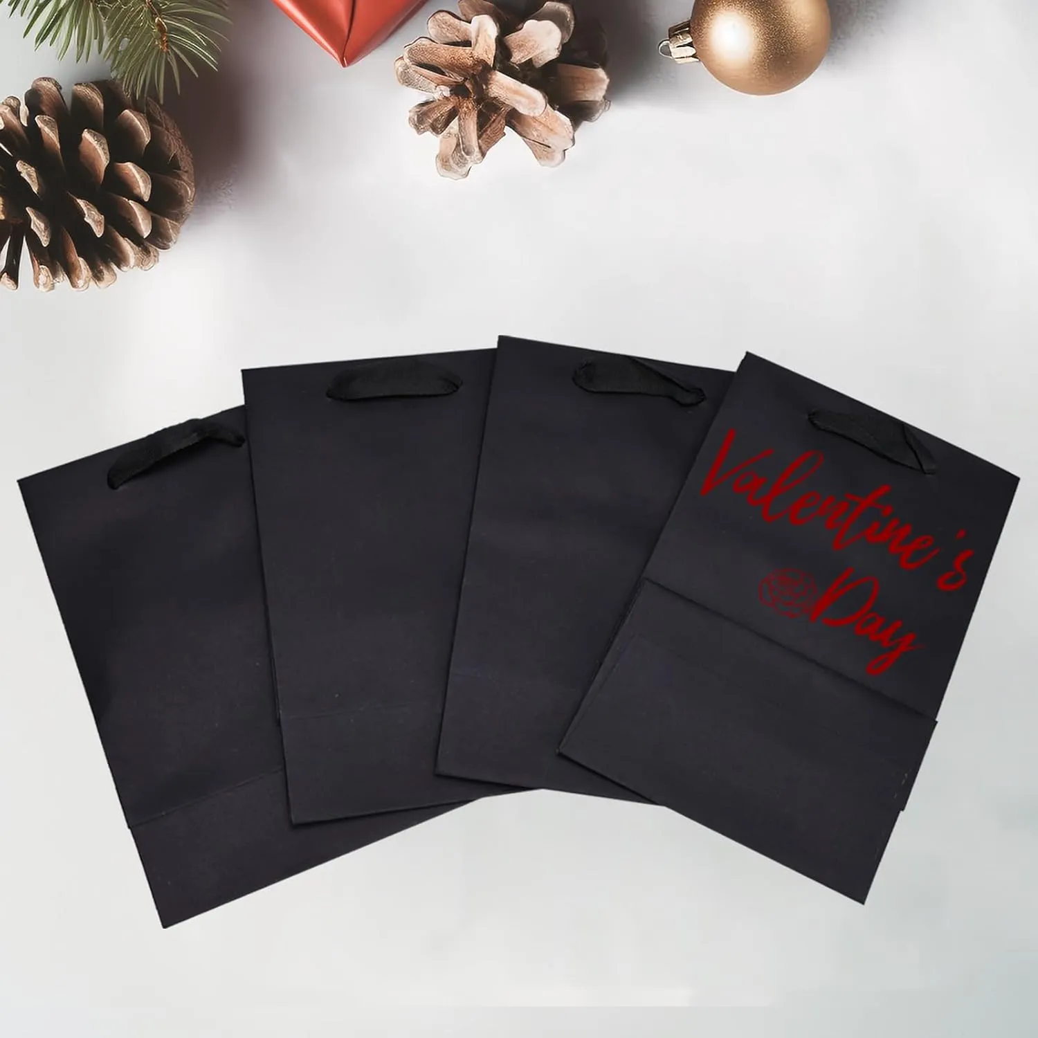Aosric Black Gift Bags with Handles, 30 Pcs 4"x2.7"x4.5" Durable, Reusable, Foldable Small Cardstock Paper Bags for Party Favors, Christmas, Baby Shower, Birthday, Wedding, Shopping, and Retail Use