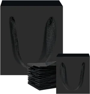 Aosric Black Gift Bags with Handles, 30 Pcs 4"x2.7"x4.5" Durable, Reusable, Foldable Small Cardstock Paper Bags for Party Favors, Christmas, Baby Shower, Birthday, Wedding, Shopping, and Retail Use