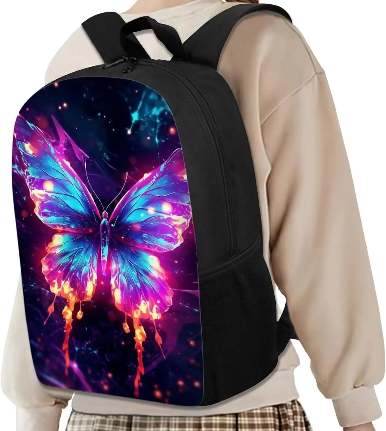 Aqua Purple Galaxy Butterfly Lightweight Cool Graffiti Animal Backpacks Girls School Bags Kids Bookbags Cool Travel Daypack For Boys Girls