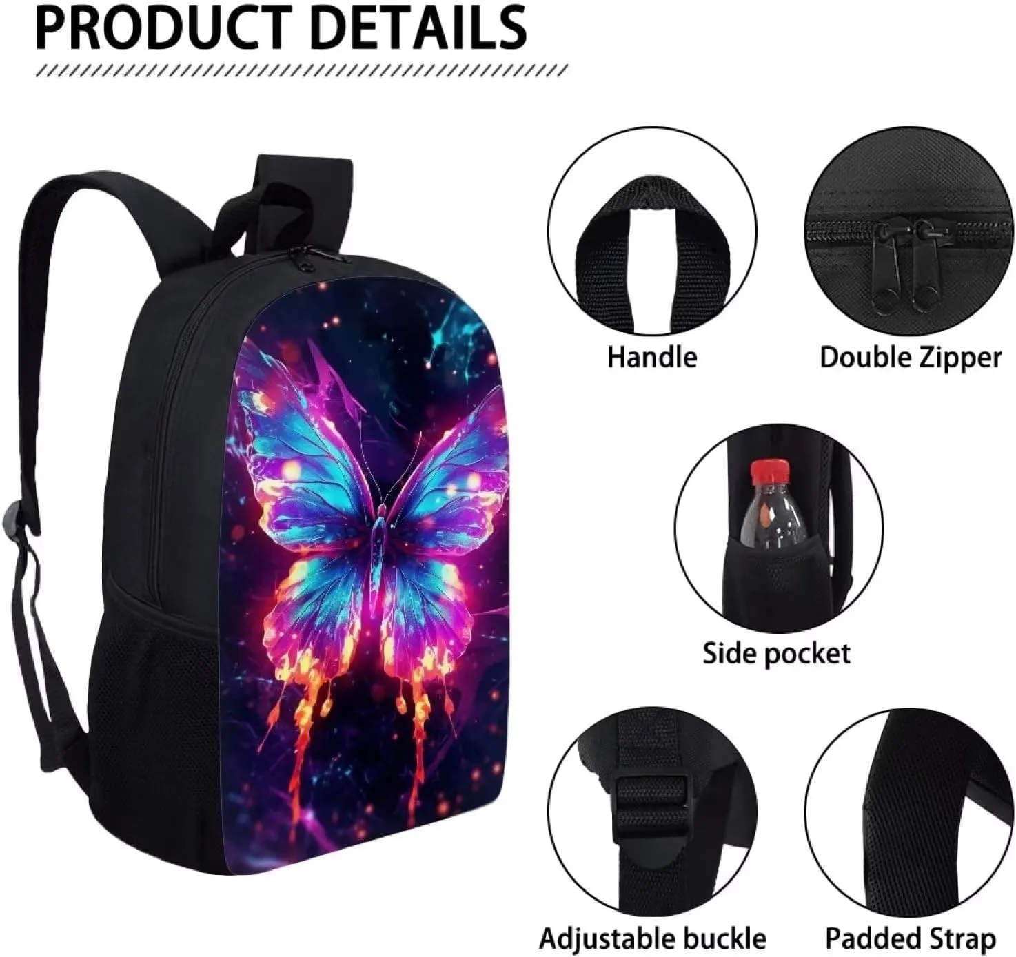 Aqua Purple Galaxy Butterfly Lightweight Cool Graffiti Animal Backpacks Girls School Bags Kids Bookbags Cool Travel Daypack For Boys Girls
