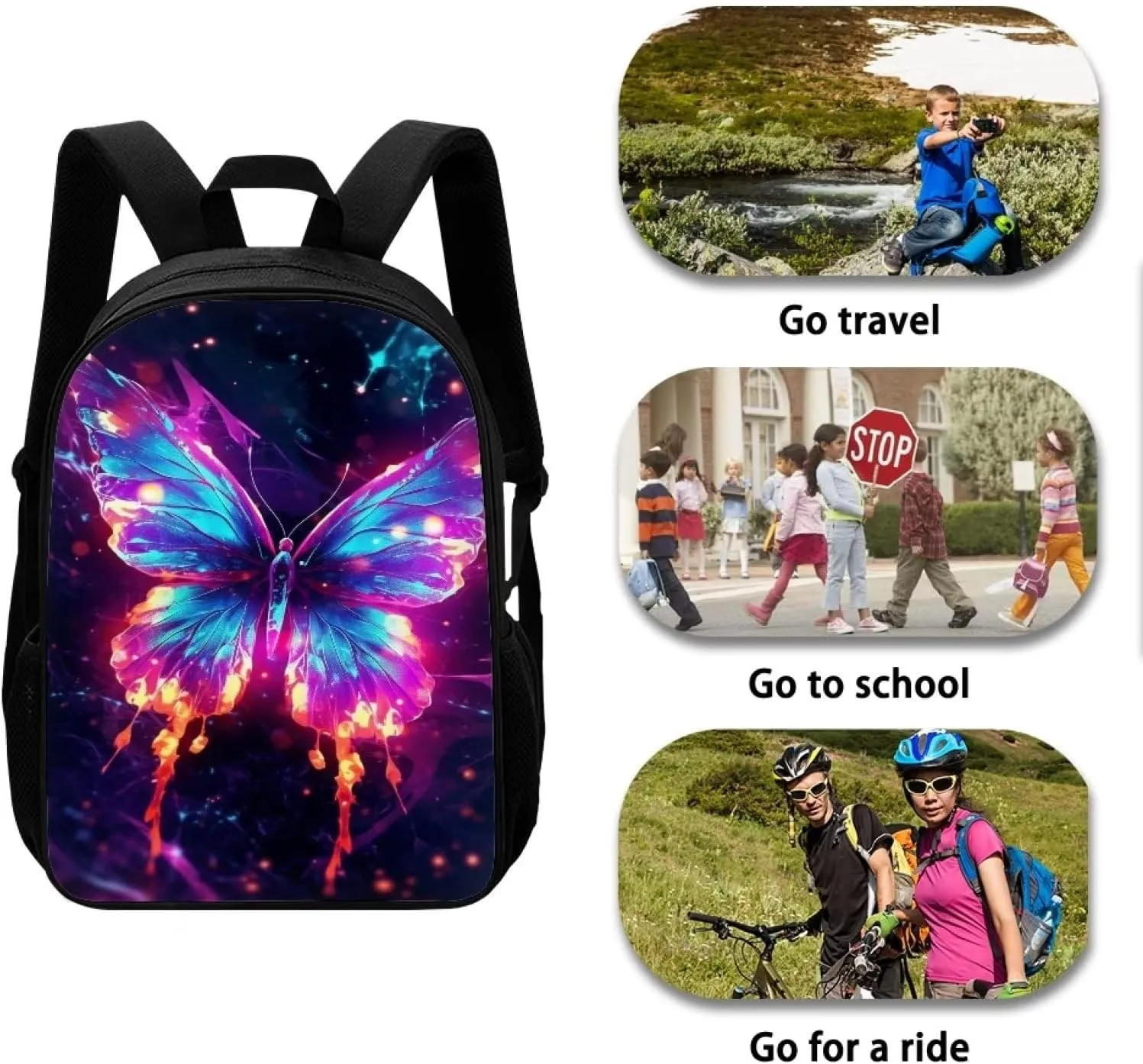 Aqua Purple Galaxy Butterfly Lightweight Cool Graffiti Animal Backpacks Girls School Bags Kids Bookbags Cool Travel Daypack For Boys Girls