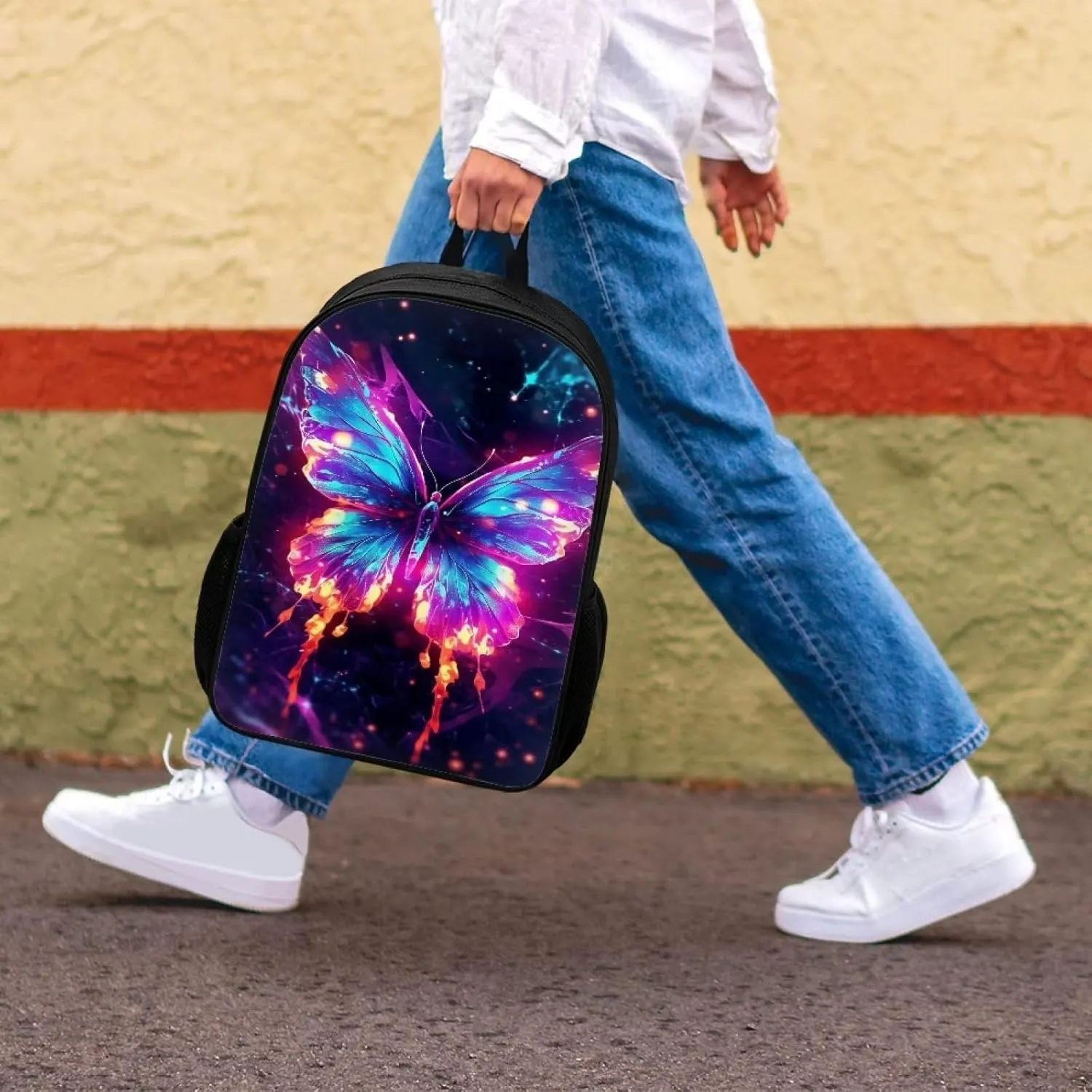 Aqua Purple Galaxy Butterfly Lightweight Cool Graffiti Animal Backpacks Girls School Bags Kids Bookbags Cool Travel Daypack For Boys Girls