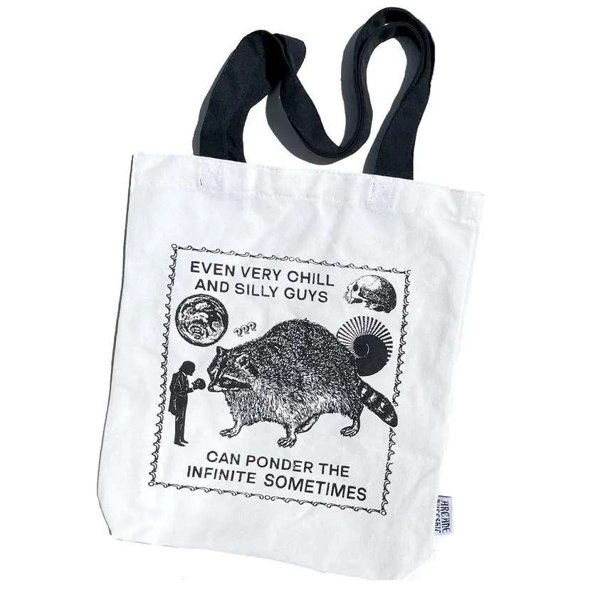 Arcane Bullshit Tote Bag - Ponder the Infinite Raccoon
