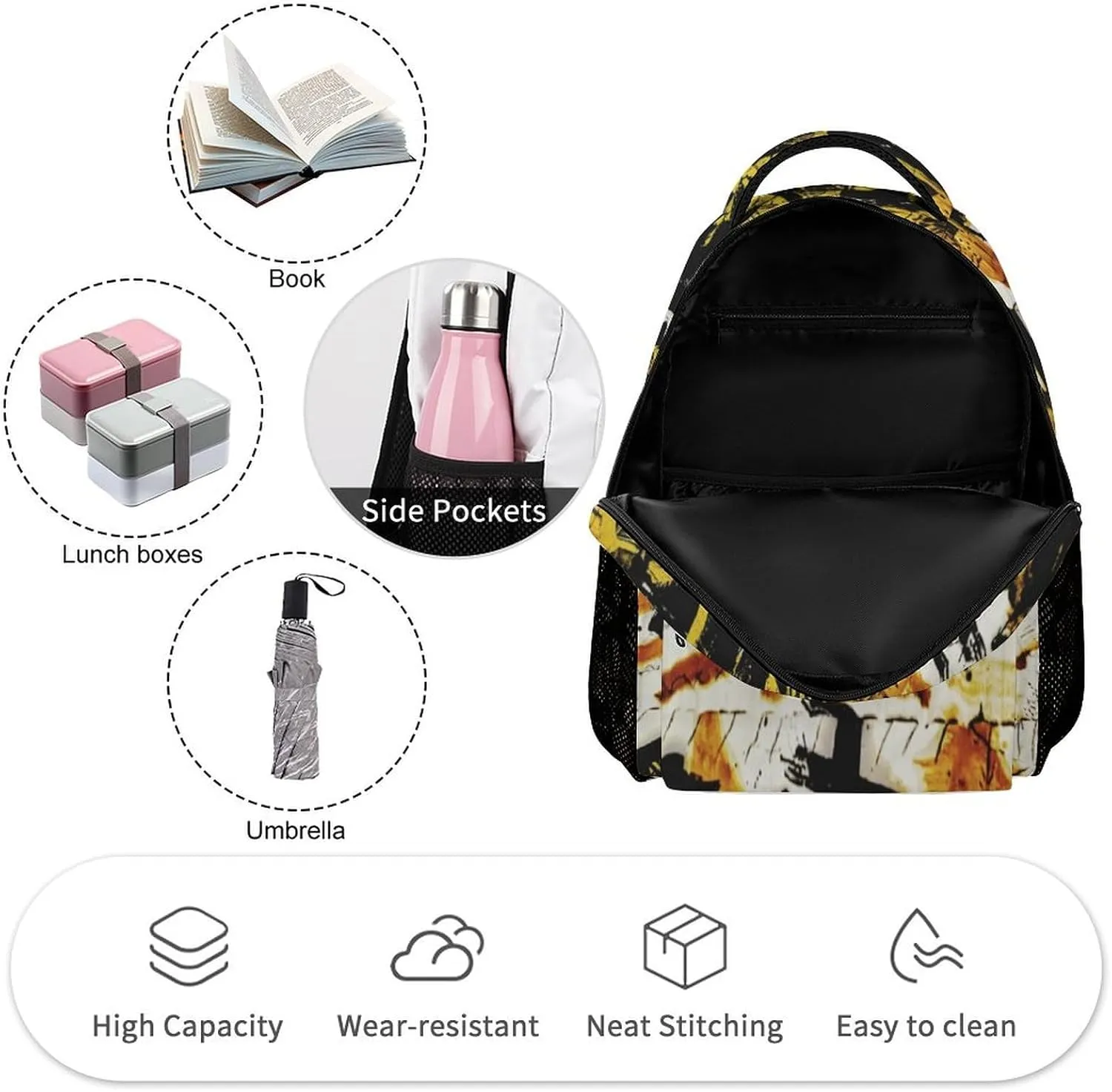 Art Graffiti Wall Printed Laptop Backpack Travel Camping Backpack for Men Women, School Bookbag for Kids