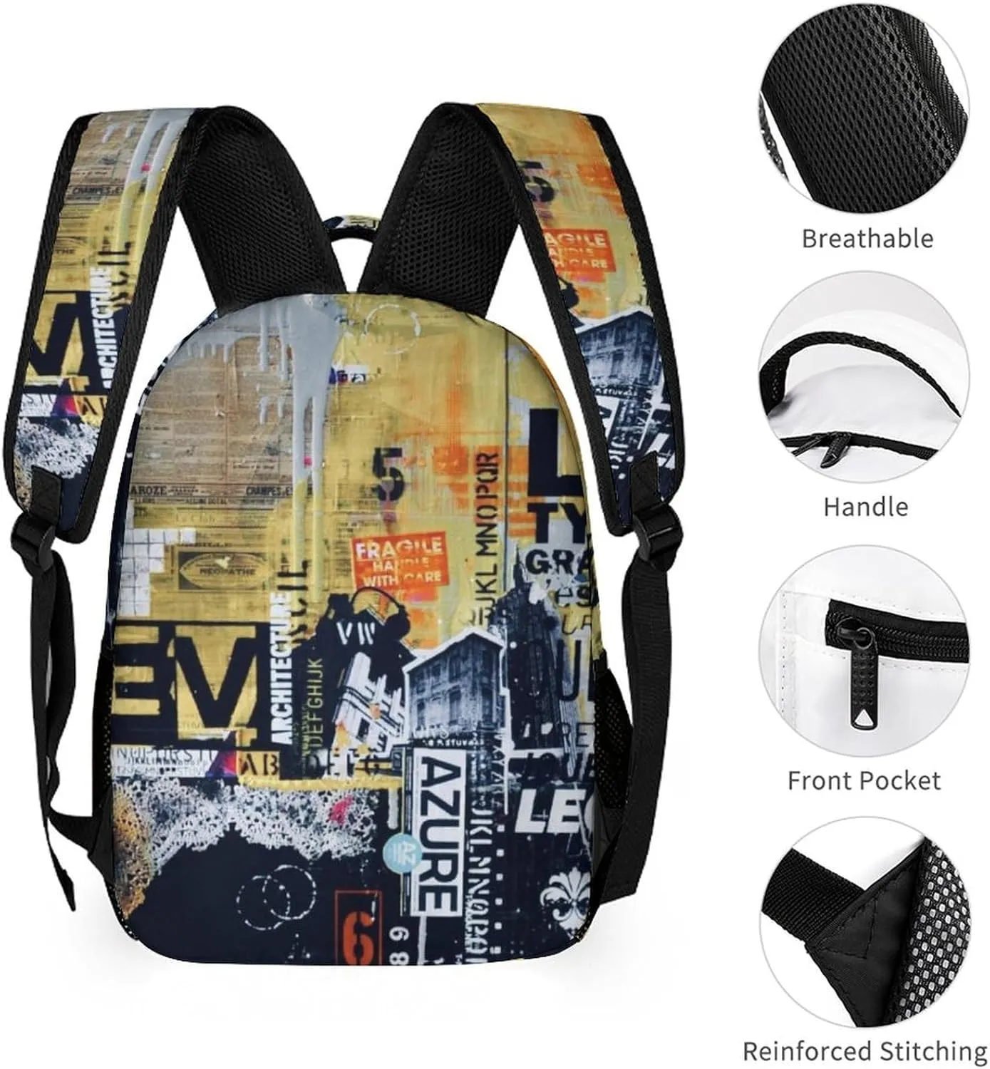 Art Graffiti Wall Printed Laptop Backpack Travel Camping Backpack for Men Women, School Bookbag for Kids