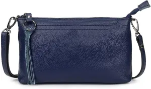 Artwell Genuine Leather Crossbody Bag For Women Small Tassel Shoulder Bag Zipper Clutch Phone Wallet Purse