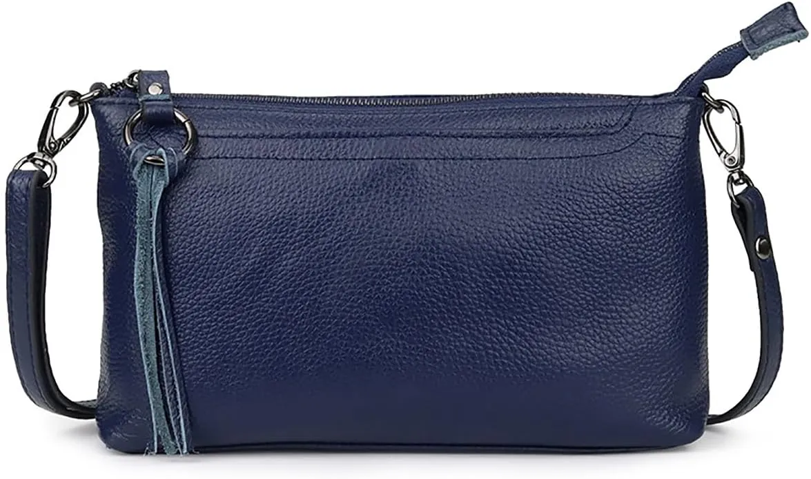 Artwell Genuine Leather Crossbody Bag For Women Small Tassel Shoulder Bag Zipper Clutch Phone Wallet Purse