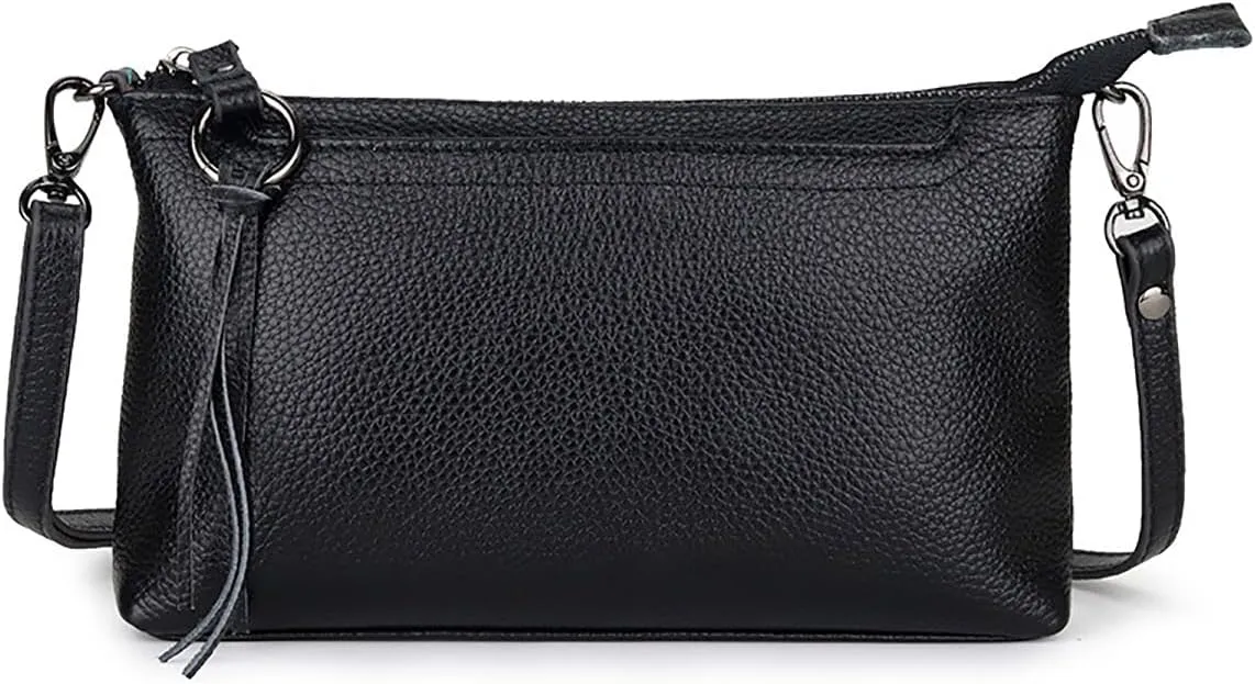 Artwell Genuine Leather Crossbody Bag For Women Small Tassel Shoulder Bag Zipper Clutch Phone Wallet Purse