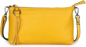 Artwell Genuine Leather Crossbody Bag For Women Small Tassel Shoulder Bag Zipper Clutch Phone Wallet Purse