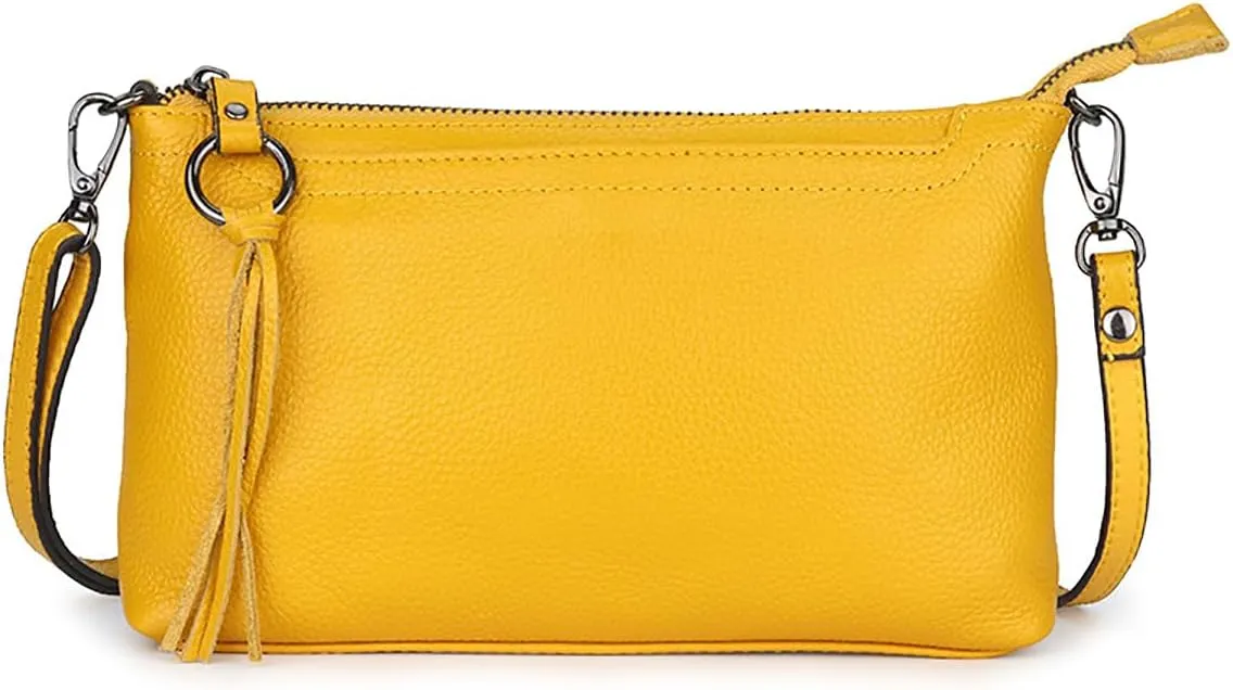 Artwell Genuine Leather Crossbody Bag For Women Small Tassel Shoulder Bag Zipper Clutch Phone Wallet Purse