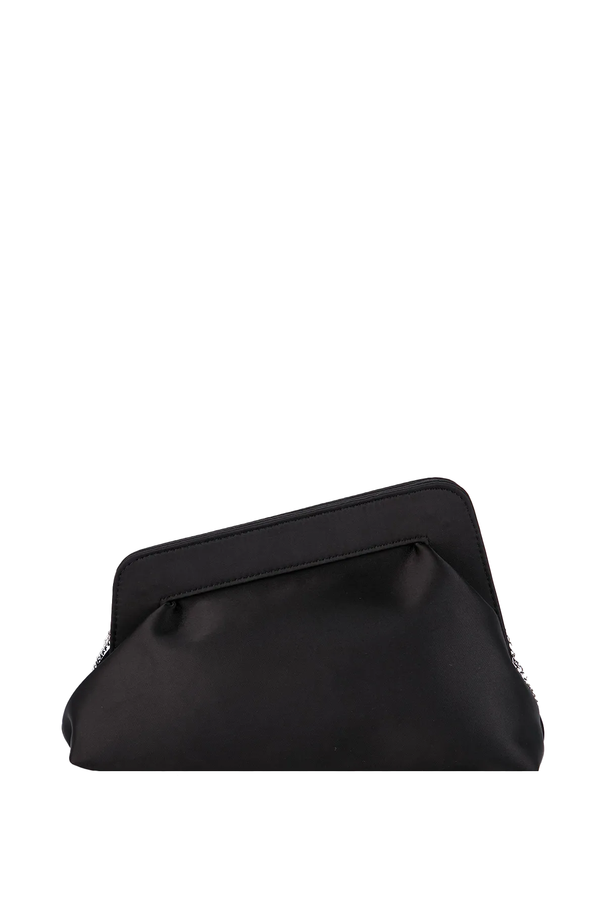 Asymmetrical Satin Clutch Bag - Black