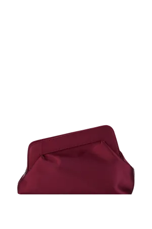 Asymmetrical Satin Clutch Bag - Burgundy