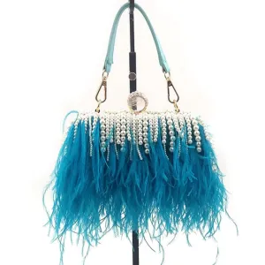Autruche - Drag Queen Ostrich Feather And Pearl Clutch