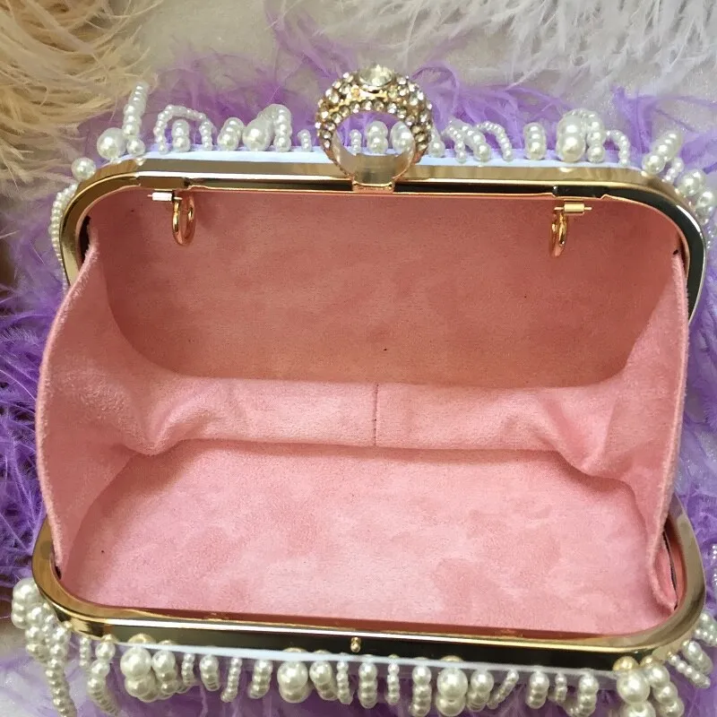 Autruche - Drag Queen Ostrich Feather And Pearl Clutch