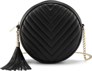 Ayliss Women Crossbody Shoulder Bag Circle Tassel Purse Clutch Evening Small PU leather Handbag Fashion Wallet With Chain