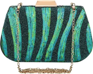 Ayliss Women Evening Handbag Beaded Sequin Peacock Clutch Bag Crossbody Purse Shoulder Party Vintage Handbag Prom
