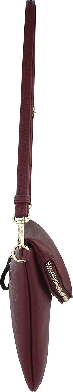 B BRENTANO Fold-Over Envelope Wristlet Clutch Crossbody Bag with Tassel Accents