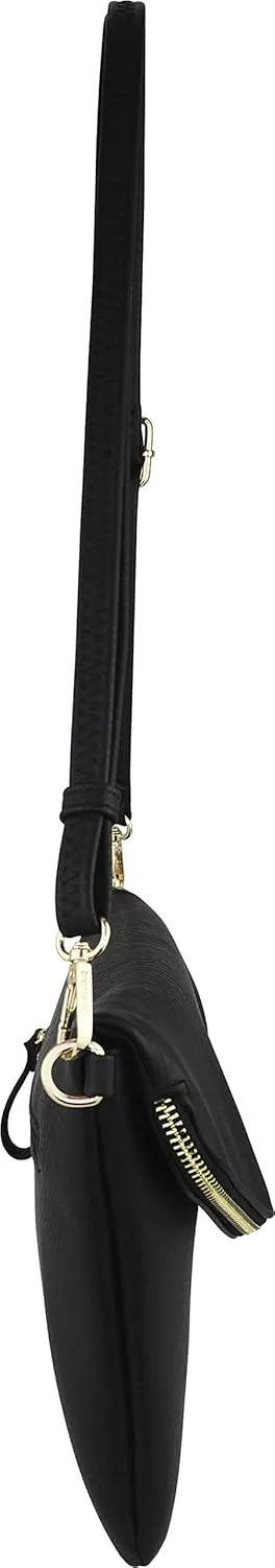 B BRENTANO Fold-Over Envelope Wristlet Clutch Crossbody Bag with Tassel Accents