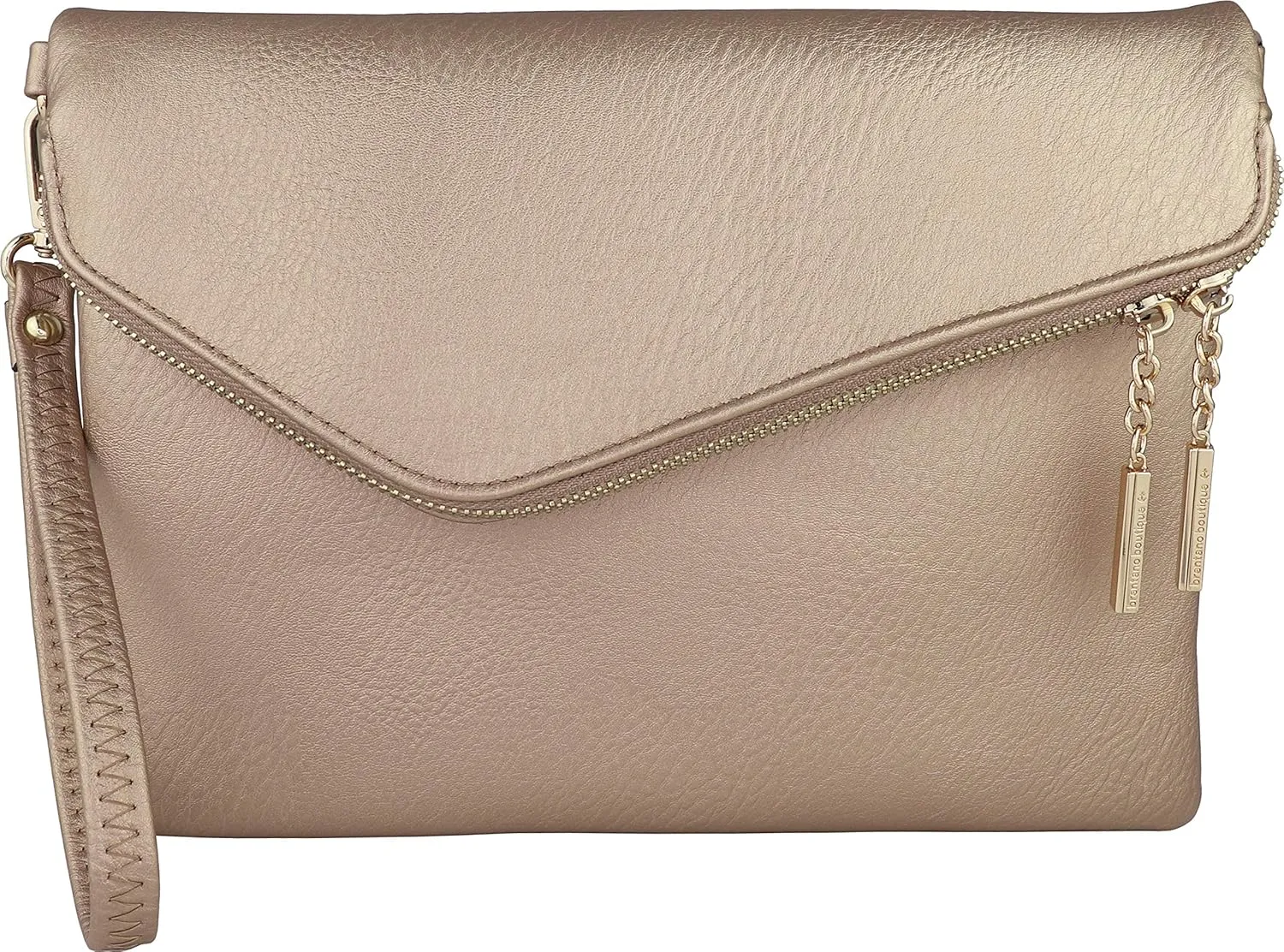 B BRENTANO Fold-Over Envelope Wristlet Clutch Crossbody Bag with Tassel Accents