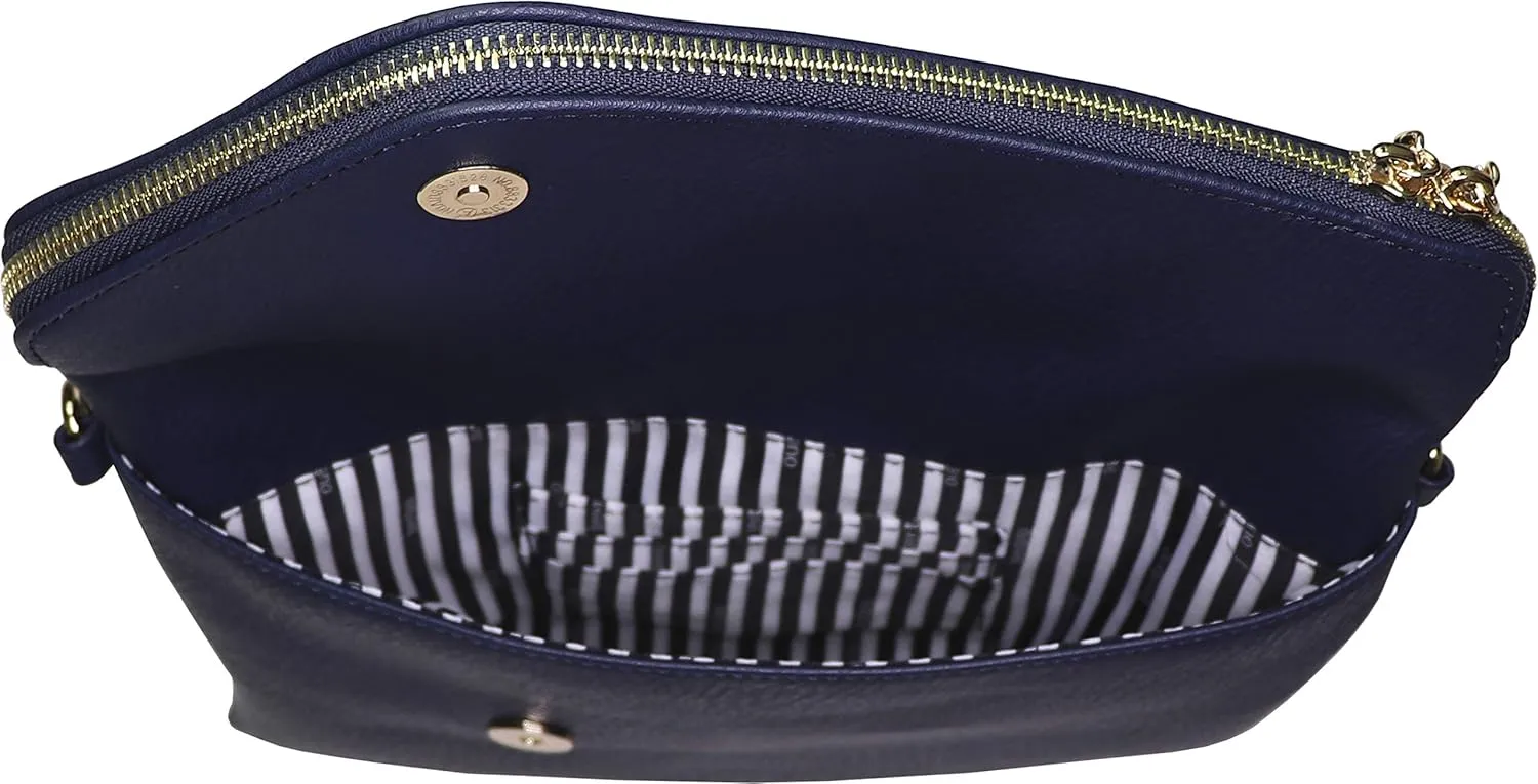 B BRENTANO Fold-Over Envelope Wristlet Clutch Crossbody Bag with Tassel Accents