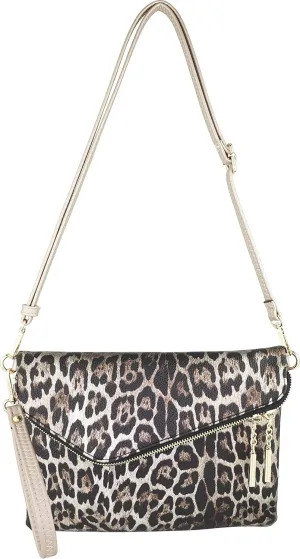B BRENTANO Fold-Over Envelope Wristlet Clutch Crossbody Bag with Tassel Accents