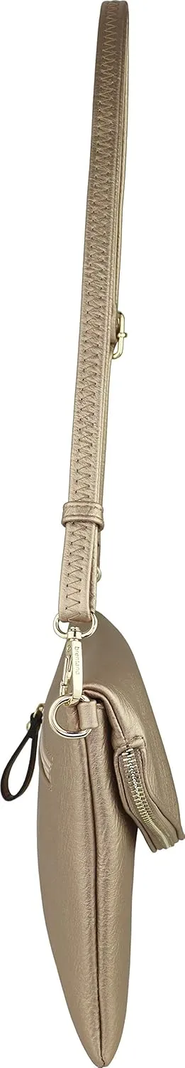 B BRENTANO Fold-Over Envelope Wristlet Clutch Crossbody Bag with Tassel Accents