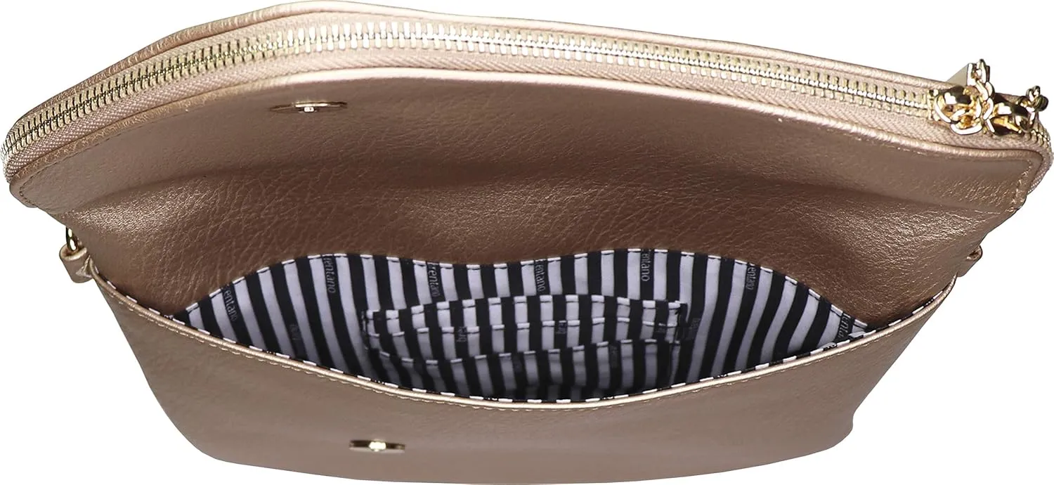 B BRENTANO Fold-Over Envelope Wristlet Clutch Crossbody Bag with Tassel Accents