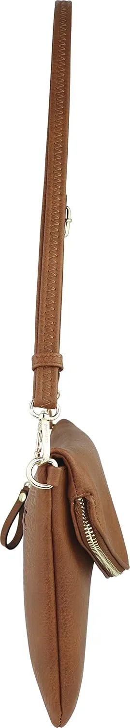 B BRENTANO Fold-Over Envelope Wristlet Clutch Crossbody Bag with Tassel Accents