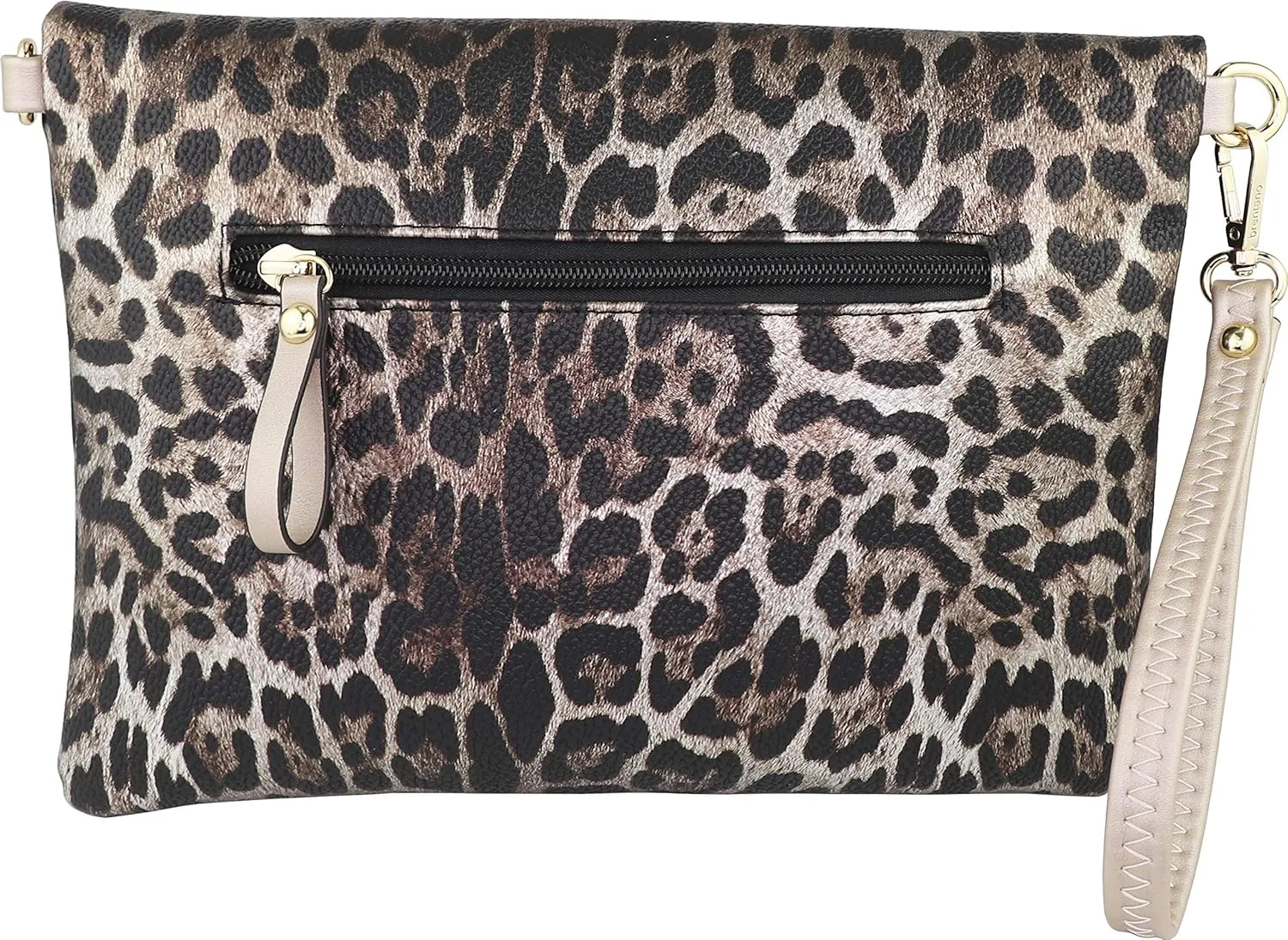 B BRENTANO Fold-Over Envelope Wristlet Clutch Crossbody Bag with Tassel Accents