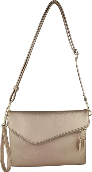 B BRENTANO Fold-Over Envelope Wristlet Clutch Crossbody Bag with Tassel Accents