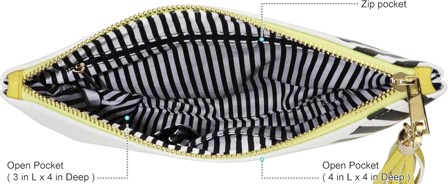 B BRENTANO Vegan Clutch Bag Pouch with Tassel Accent