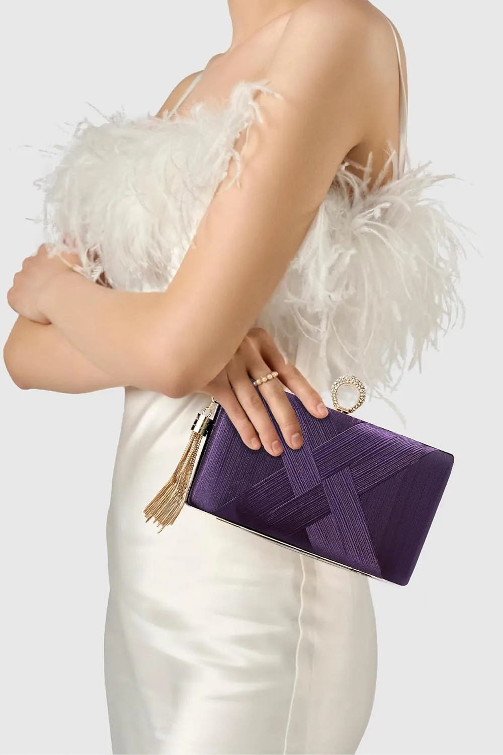 BABEYOND Clutch Purses for Women - Evening Bag Tassel Pendant Clutch for Bride Party Prom Wedding