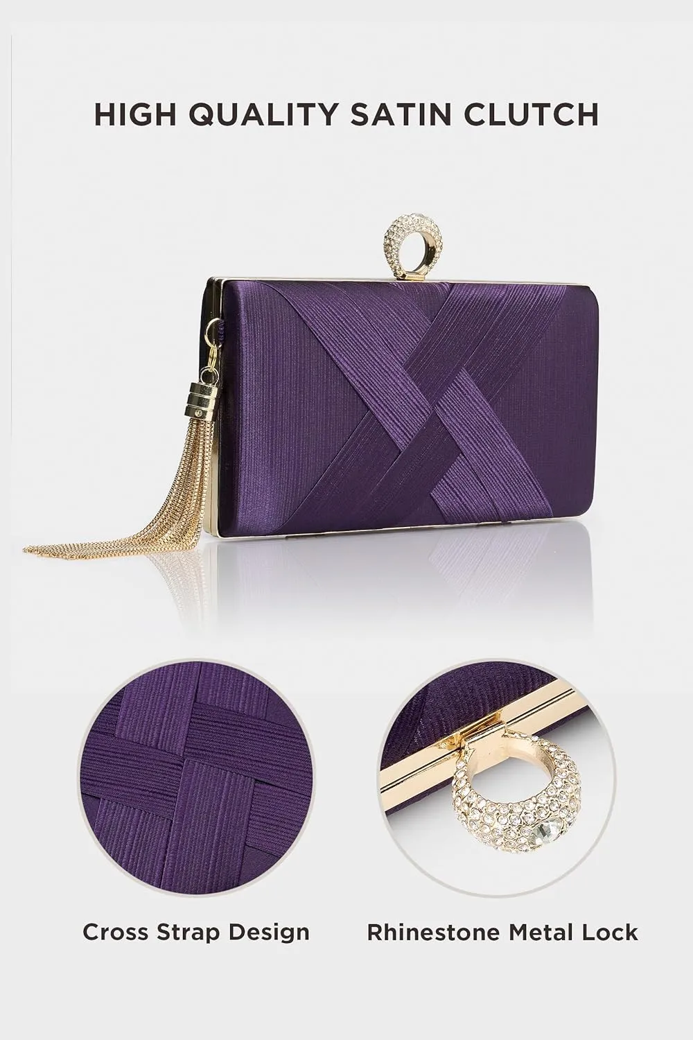 BABEYOND Clutch Purses for Women - Evening Bag Tassel Pendant Clutch for Bride Party Prom Wedding