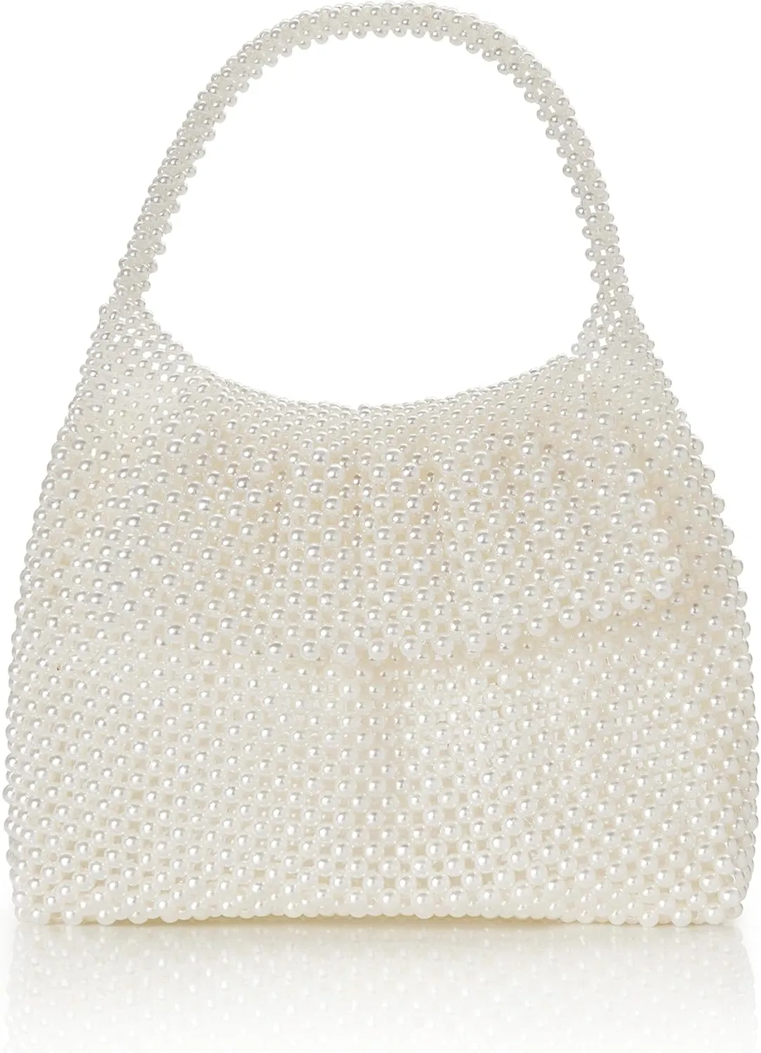 BABEYOND Women Pearl Clutch Purse - Bucket Beaded Bridal Evening Bag Formal Reticulated Bag with Inner Bag for Party Wedding