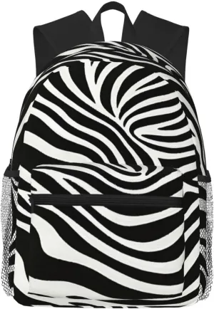 Backpack for Women Men 15.7 in, Lightweight Travel Backpack Waterproof Casual Daypack Laptop Computer Backpacks Carry On Bag Purse for Travel Business Hiking Work, Zebra Skin Print