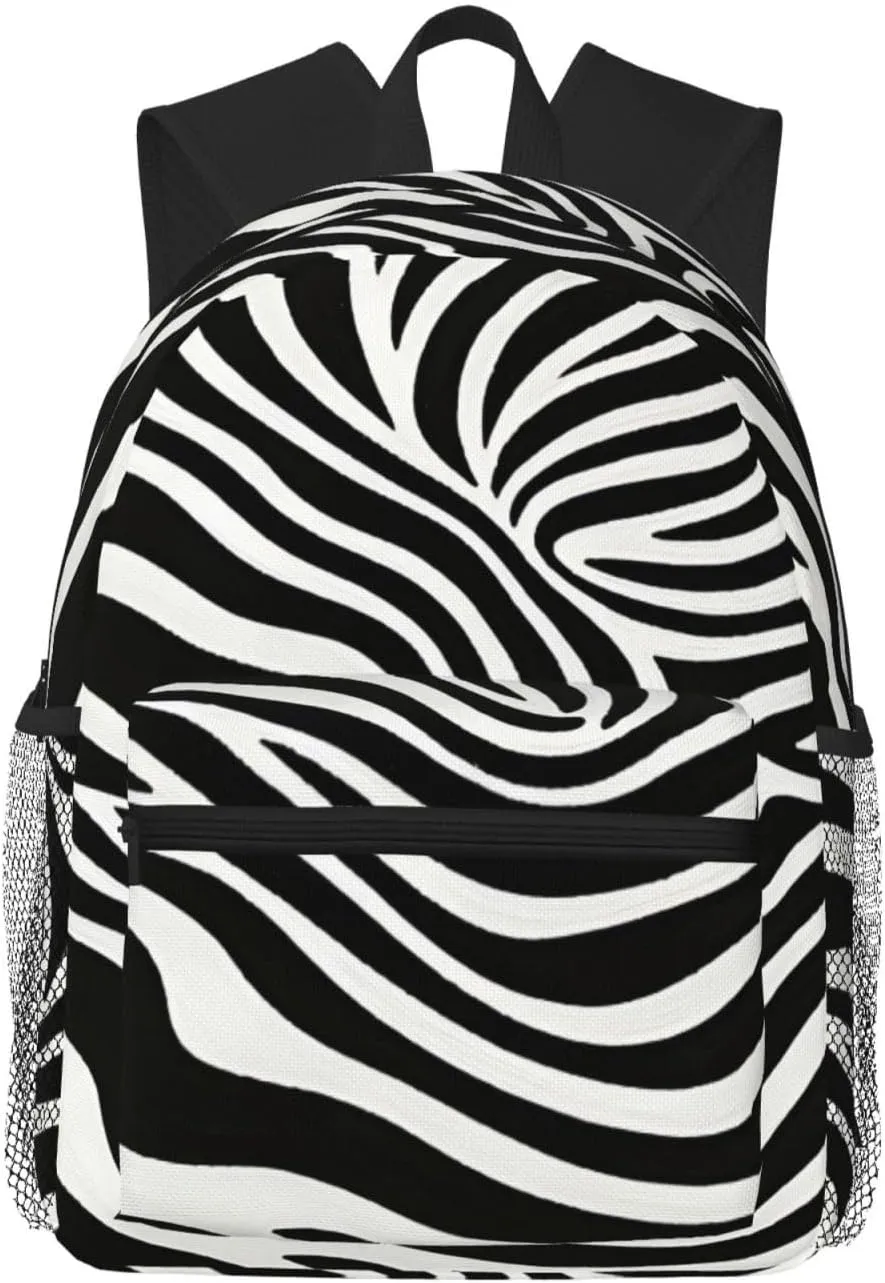 Backpack for Women Men 15.7 in, Lightweight Travel Backpack Waterproof Casual Daypack Laptop Computer Backpacks Carry On Bag Purse for Travel Business Hiking Work, Zebra Skin Print